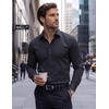 COOFANDY Mens Dress Shirts Long Sleeve Button Down Shirts Regular Fit Business Casual Shirts(Black – White Geometric Square)