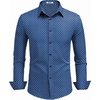 COOFANDY Mens Dress Shirts Long Sleeve Button Down Shirts Regular Fit Business Casual Shirts(Blue – White Geometric Floral)