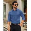 COOFANDY Mens Dress Shirts Long Sleeve Button Down Shirts Regular Fit Business Casual Shirts(Blue – White Geometric Floral)