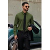 COOFANDY Men’s Dress Shirts Stretch Long Sleeve Casual Button Down Shirts(Army Green)