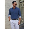 COOFANDY Men’s Dress Shirts Stretch Long Sleeve Casual Button Down Shirts(Blue)