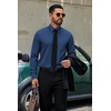 COOFANDY Men’s Dress Shirts Stretch Long Sleeve Casual Button Down Shirts(Blue)