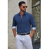 COOFANDY Men’s Dress Shirts Stretch Long Sleeve Casual Button Down Shirts(Blue)