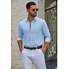 COOFANDY Men’s Dress Shirts Stretch Long Sleeve Casual Button Down Shirts(Light Blue)
