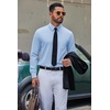 COOFANDY Men’s Dress Shirts Stretch Long Sleeve Casual Button Down Shirts(Light Blue)