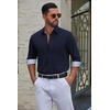 COOFANDY Men’s Dress Shirts Stretch Long Sleeve Casual Button Down Shirts(Navy Blue)