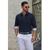 COOFANDY Men’s Dress Shirts Stretch Long Sleeve Casual Button Down Shirts(Navy Blue)