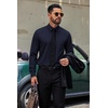 COOFANDY Men’s Dress Shirts Stretch Long Sleeve Casual Button Down Shirts(Navy Blue)
