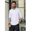 COOFANDY Men’s Dress Shirts Stretch Long Sleeve Casual Button Down Shirts(White – Blue)