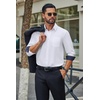COOFANDY Men’s Dress Shirts Stretch Long Sleeve Casual Button Down Shirts(White)