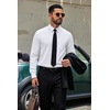COOFANDY Men’s Dress Shirts Stretch Long Sleeve Casual Button Down Shirts(White)