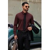 COOFANDY Men’s Dress Shirts Stretch Long Sleeve Casual Button Down Shirts(Wine Red)