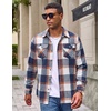 COOFANDY Men’s Flannel Shirt Jacket Long Sleeve Plaid Shacket with Pockets(Black&khaki)