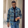 COOFANDY Men’s Flannel Shirt Jacket Long Sleeve Plaid Shacket with Pockets(Blue)