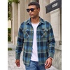 COOFANDY Men’s Flannel Shirt Jacket Long Sleeve Plaid Shacket with Pockets(Blue)