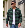 COOFANDY Men’s Flannel Shirt Jacket Long Sleeve Plaid Shacket with Pockets(Dark Green)