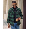 COOFANDY Men’s Flannel Shirt Jacket Long Sleeve Plaid Shacket with Pockets(Dark Green)