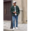 COOFANDY Men’s Flannel Shirt Jacket Long Sleeve Plaid Shacket with Pockets(Dark Green)
