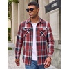 COOFANDY Men’s Flannel Shirt Jacket Long Sleeve Plaid Shacket with Pockets(Red)