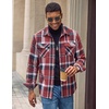 COOFANDY Men’s Flannel Shirt Jacket Long Sleeve Plaid Shacket with Pockets(Red)