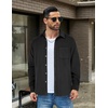 COOFANDY Mens Flannel Shirts Long Sleeve Lightweight Plaid Shirt Casual Button Down Shirts Jacket(Black Solid)