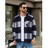 COOFANDY Mens Flannel Shirts Long Sleeve Lightweight Plaid Shirt Casual Button Down Shirts Jacket(Navy White)