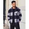 COOFANDY Mens Flannel Shirts Long Sleeve Lightweight Plaid Shirt Casual Button Down Shirts Jacket(Navy White)