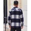 COOFANDY Mens Flannel Shirts Long Sleeve Lightweight Plaid Shirt Casual Button Down Shirts Jacket(Navy White)