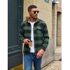 COOFANDY Mens Flannel Shirts Long Sleeve Plaid Button Down Shirt Jacket(Green)