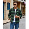 COOFANDY Mens Flannel Shirts Long Sleeve Plaid Button Down Shirt Jacket(Green)