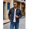 COOFANDY Mens Flannel Shirts Long Sleeve Plaid Button Down Shirt Jacket(Solid Navy Blue)