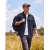 COOFANDY Mens Flannel Shirts Long Sleeve Plaid Button Down Shirt Jacket(Solid Navy Blue)