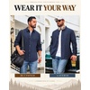 COOFANDY Mens Flannel Shirts Long Sleeve Plaid Button Down Shirt Jackets(Navy Blue)
