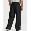 COOFANDY Men’s Fleece Cargo Sweatpants Baggy Wide Leg Joggers with Pockets(Black)