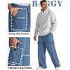 COOFANDY Men’s Fleece Cargo Sweatpants Baggy Wide Leg Joggers with Pockets(Blue)