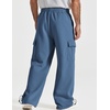 COOFANDY Men’s Fleece Cargo Sweatpants Baggy Wide Leg Joggers with Pockets(Blue)