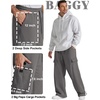 COOFANDY Men’s Fleece Cargo Sweatpants Baggy Wide Leg Joggers with Pockets(Dark Grey)