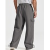 COOFANDY Men’s Fleece Cargo Sweatpants Baggy Wide Leg Joggers with Pockets(Dark Grey)