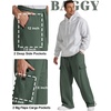 COOFANDY Men’s Fleece Cargo Sweatpants Baggy Wide Leg Joggers with Pockets(Forest Green)