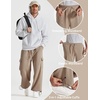 COOFANDY Men’s Fleece Cargo Sweatpants Baggy Wide Leg Joggers with Pockets(Khaki)