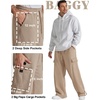 COOFANDY Men’s Fleece Cargo Sweatpants Baggy Wide Leg Joggers with Pockets(Khaki)