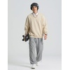 COOFANDY Men’s Fleece Cargo Sweatpants Baggy Wide Leg Joggers with Pockets(Light Grey)
