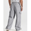 COOFANDY Men’s Fleece Cargo Sweatpants Baggy Wide Leg Joggers with Pockets(Light Grey)