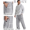 COOFANDY Men’s Fleece Cargo Sweatpants Baggy Wide Leg Joggers with Pockets(Light Grey)