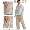 COOFANDY Men’s Fleece Cargo Sweatpants Baggy Wide Leg Joggers with Pockets(Light Khaki)