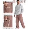 COOFANDY Men’s Fleece Cargo Sweatpants Baggy Wide Leg Joggers with Pockets(Light Smoky Brown)