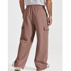 COOFANDY Men’s Fleece Cargo Sweatpants Baggy Wide Leg Joggers with Pockets(Light Smoky Brown)