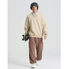 COOFANDY Men’s Fleece Cargo Sweatpants Baggy Wide Leg Joggers with Pockets(Light Smoky Brown)