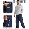 COOFANDY Men’s Fleece Cargo Sweatpants Baggy Wide Leg Joggers with Pockets(Navy Blue)