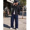 COOFANDY Men’s Fleece Cargo Sweatpants Baggy Wide Leg Joggers with Pockets(Navy Blue)